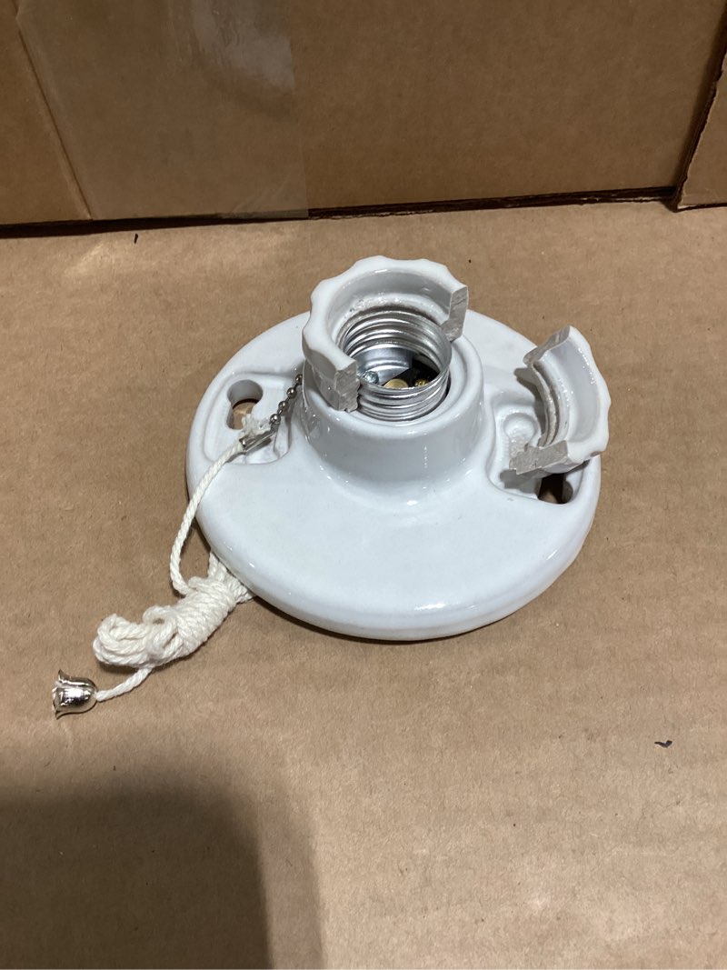 Condition photo showing As Is for Eaton 660-Watt Porcelain Pull chain Ceiling Socket, White