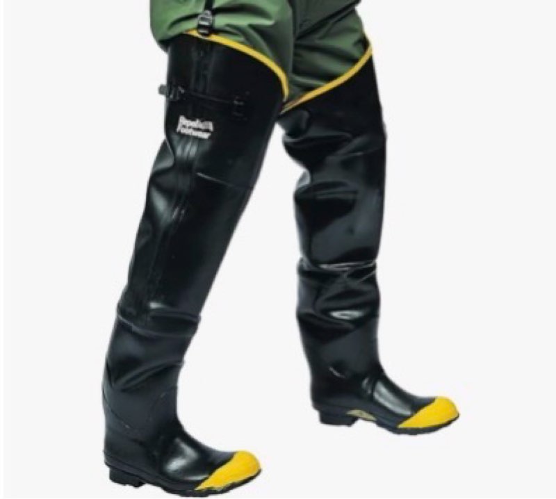 Galeton 7942-12 Repel Footwear Steel Toe Hip Boots with Straps, Men's Size 12, Black