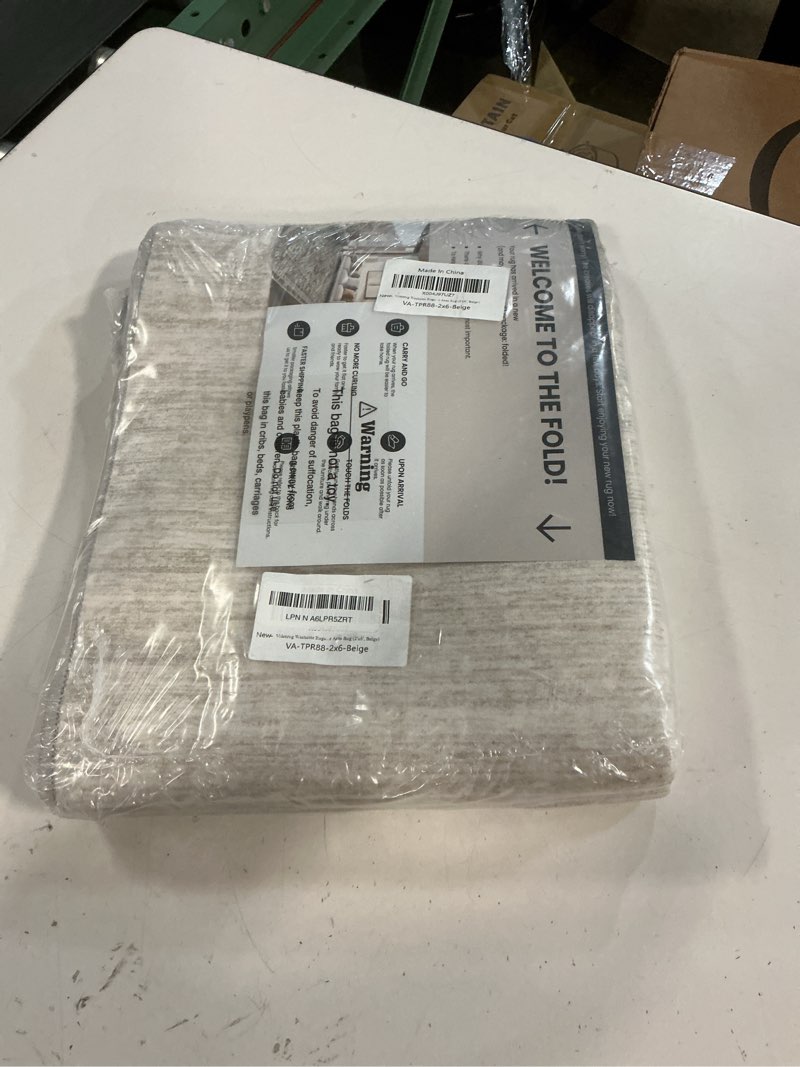 Condition photo showing New/Like New for valenrug washable rugs 2x6 - stain resistant 2x6 area rugs for living room, non slip backing large area rugs for bedroom, folable machine washable area rug (2'x6', beige) 01-beige 2' x 6' (runner)