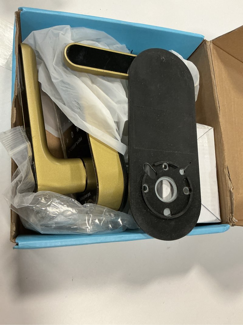 Condition photo showing As Is for Bluetooth Fingerprint Smart Lock with Handle & Keypad – Fits Most US Doors, DIY Install, Keyless Entry: Code, FOB, Auto-Lock. Ideal for Home, Airbnb, Rental, Kids, Seniors. Alexa & Google Compatible