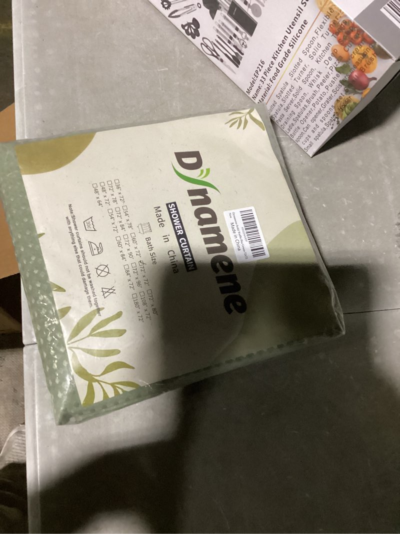 Condition photo showing New/Like New for Dynamene Sage Green Shower Curtain - Waffle Textured Heavy Duty Thick Fabric Shower Curtains for Bathroom, 256GSM Luxury Weighted Polyester Cloth Bath Curtain Set with 12 Plastic Hooks?72Wx72H,Green A. Sage Green 72"W x 72"L (Pack of 1)