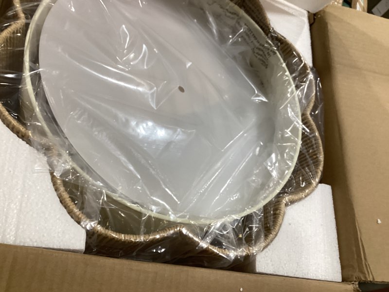 Condition photo showing Good Condition for 13 inch rattan flush mount ceiling light fixtures 2-light boho light fixtures for bedroom,close to ceiling light modern for hallway kitchen entryway dining room yellow-m