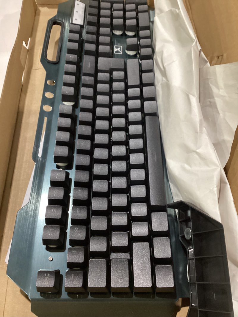 Condition photo showing Good Condition for wireless gaming keyboard and mouse,rainbow backlit rechargeable keyboard mouse with 3800mah battery metal panel,removable hand rest mechanical feel keyboard and 7 color gaming mute mice for pc gamers black rainbow