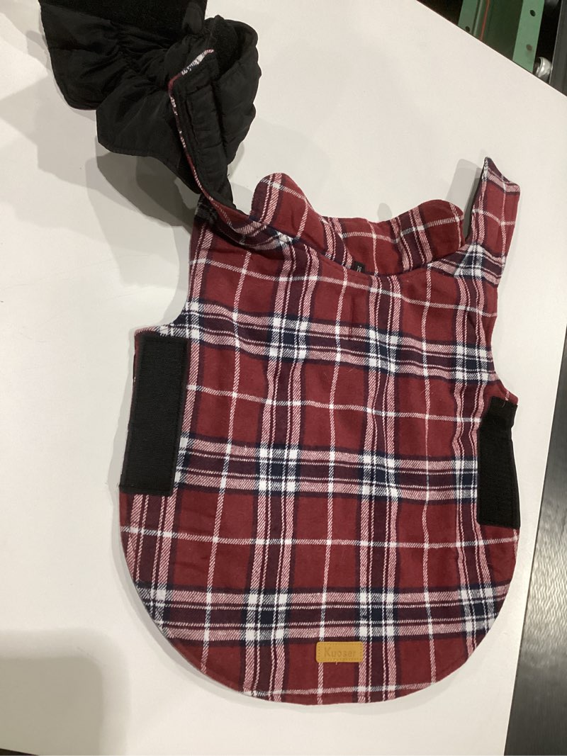Condition photo showing Good Condition for Kuoser Waterproof Dog Coat, Reversible Dog Jacket for Medium Dogs, Adjustable Durable Doggie Winter Coat Warm Puppy Cold Weather Apparel from Small to Large Breed, Red M Red Medium (Pack of 1)
