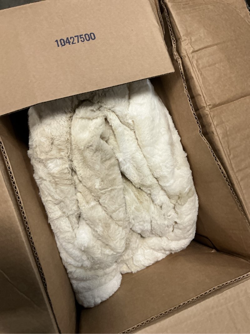 Condition photo showing Good Condition for Dowin Electric Blanket King Size, Faux Fur & Sherpa Heated Blankets 100"x 90",Large Dual Controllers Warm Heating Blanket, 5 Heating Levels &10Hrs Auto Off, Over-Heat Protect (Beige) Beige King 100x90"