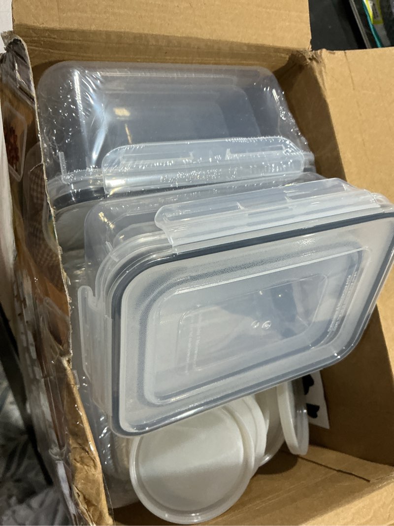 Condition photo showing Good Condition for 40 pcs food storage containers with lids airtight (20 containers & 20 lids), plastic storage meal prep container-stackable 100% leakproof & microwave organization and storage sets, lunch containers transparent-20