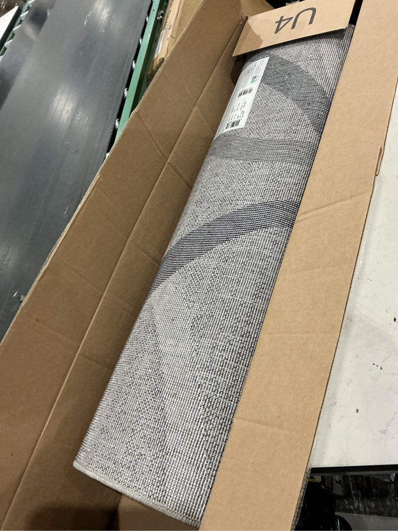 Condition photo showing Good Condition for rugshop wavy circles design runner rug, non-shedding carpet for hallway, kitchen, or entryway, gray, 2'7" x 8' 2'7" x 8' (runner) grey