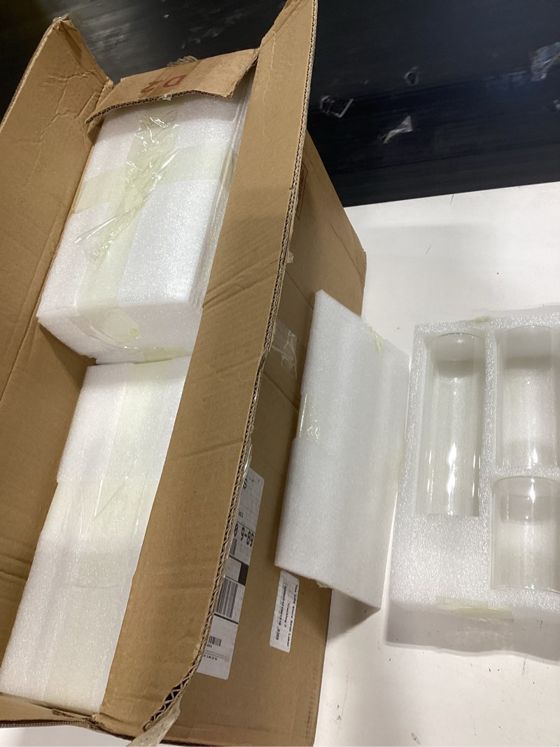 Condition photo showing Good Condition for glass cylinder vases set of 24, hewory tall clear vase for centerpieces, glass hurricane candle holders for pillar floating candles, round vases for wedding events table decor, 2.6” in diameter 24 d2.6"x h3.9" + d2.6"x h5.9" + d2.6"x h7.9"