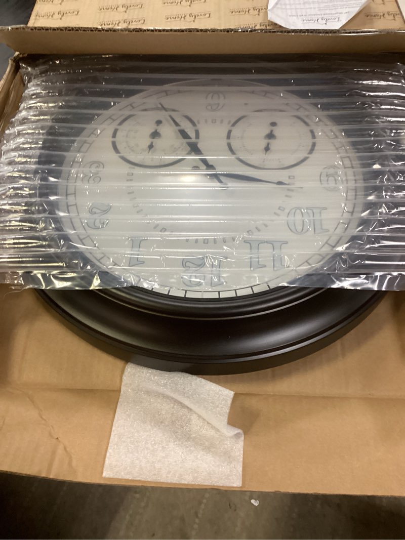 Condition photo showing New/Like New for Illuminated Large Outdoor Clock - 18 inch Indoor Outdoor Night Light Wall Clock with Smart LED Sensor, Temperature and Humidity Combo - Weatherproof & Easy to Read for Pool, Patio & Home Decor Illuminated 18 inch