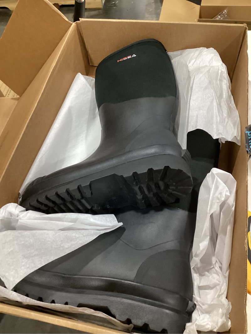 Condition photo showing Good Condition for hisea women's rain boots waterproof insulated neoprene rubber mud boots | tall knee high work boots anti-slip outdoor hunting garden farm yard barn boots, size 12 blac