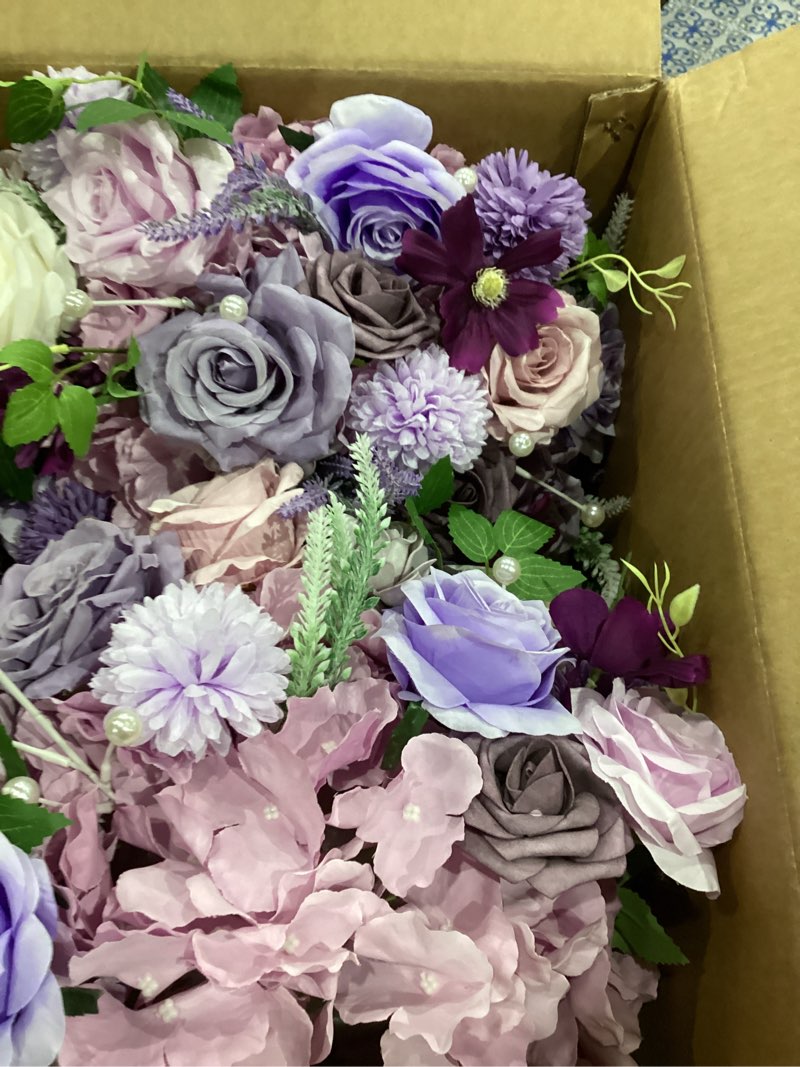 Condition photo showing Good Condition for 2pcs 15inch centerpieces table decorations lavender & purple artificial flowers roses balls for wedding centerpiece party bouquet faux floral arrangement (without stand) 2pcs 15'' purple