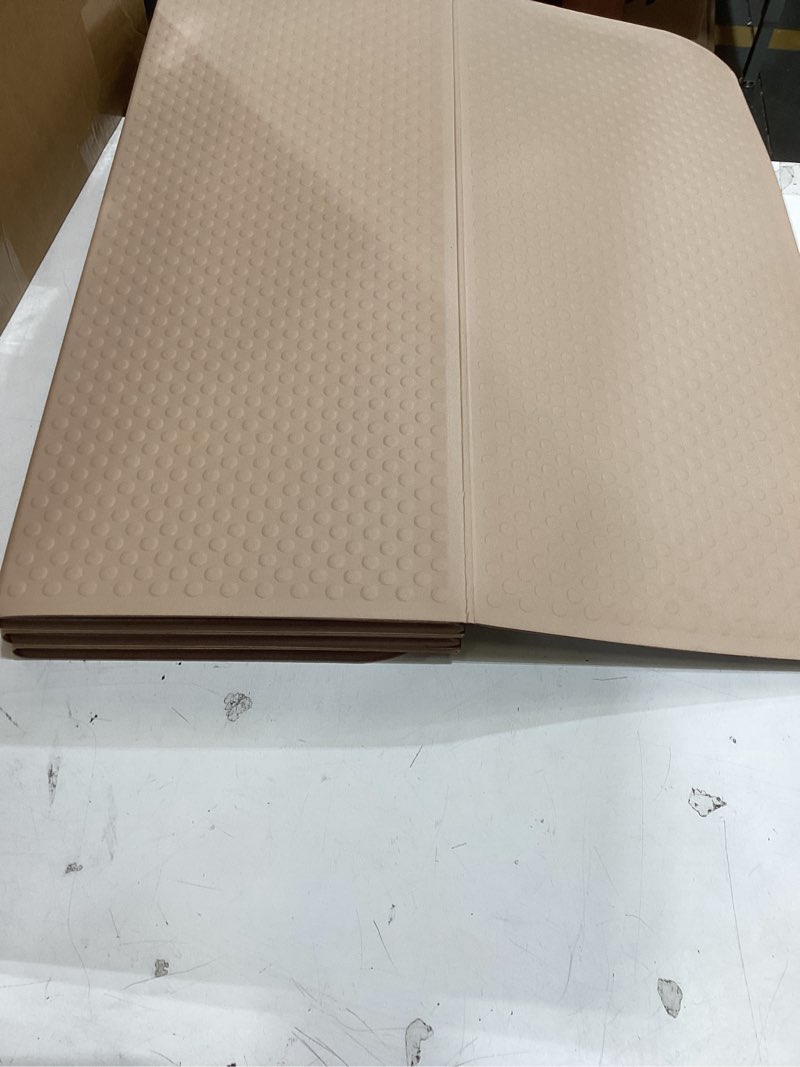 Condition photo showing Good Condition for foldable yoga excercise mat 71"l x 24"w, odourless light weight poe mat for home fitness and gym workouts, 1/4 inch non-slip design for all types of yoga pilates brown + apricot 71"lx24"w