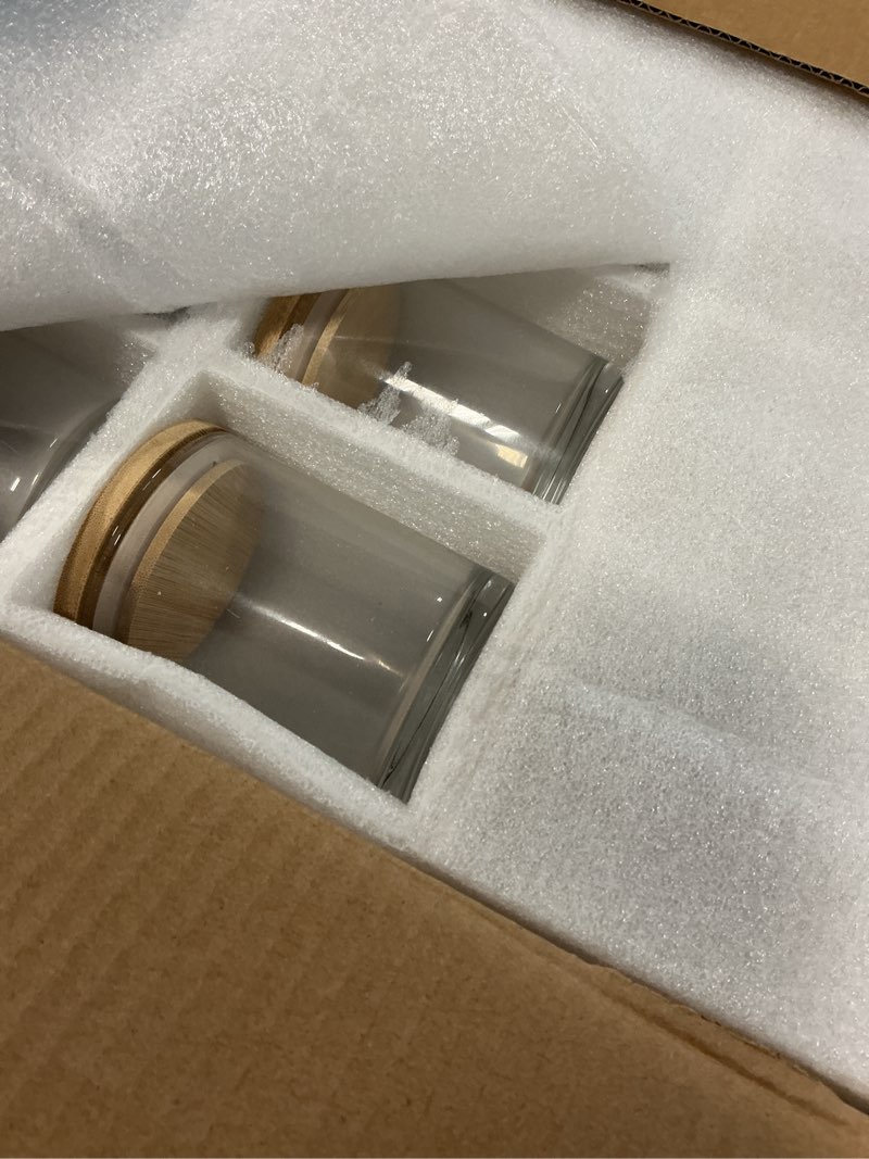 Condition photo showing Good Condition for 30 pack glass candle jars -7oz clear empty candle jars with bamboo airtight lid, bulk candle containers for making candles, 7 fl.oz 7 fl.oz -30pcs clear