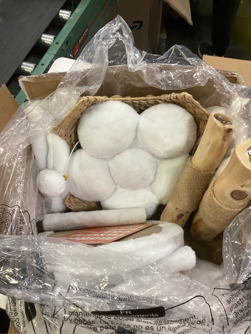 Condition photo showing Good Condition for Modern Cat Tree, Wood Cat Tree Tower for Small Cats, Luxury Cat Condo with Scratching Posts and Flower Platforms, Cat Furniture by Easyego Milky White Mini - One Flower