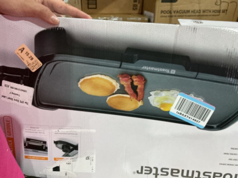 Condition photo showing As Is for toastmaster tm-203gr 10x20 griddle, black