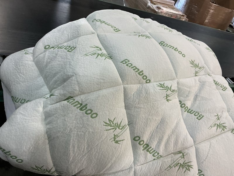 Condition photo showing As Is for 3 inch mattress topper king size - 1500gsm 3d+7d down alternative fill,viscose made from bambu,cooling firm pillow top mattress pad for back pain with 6\"-18\" deep pocket (78\"x80\") white king
