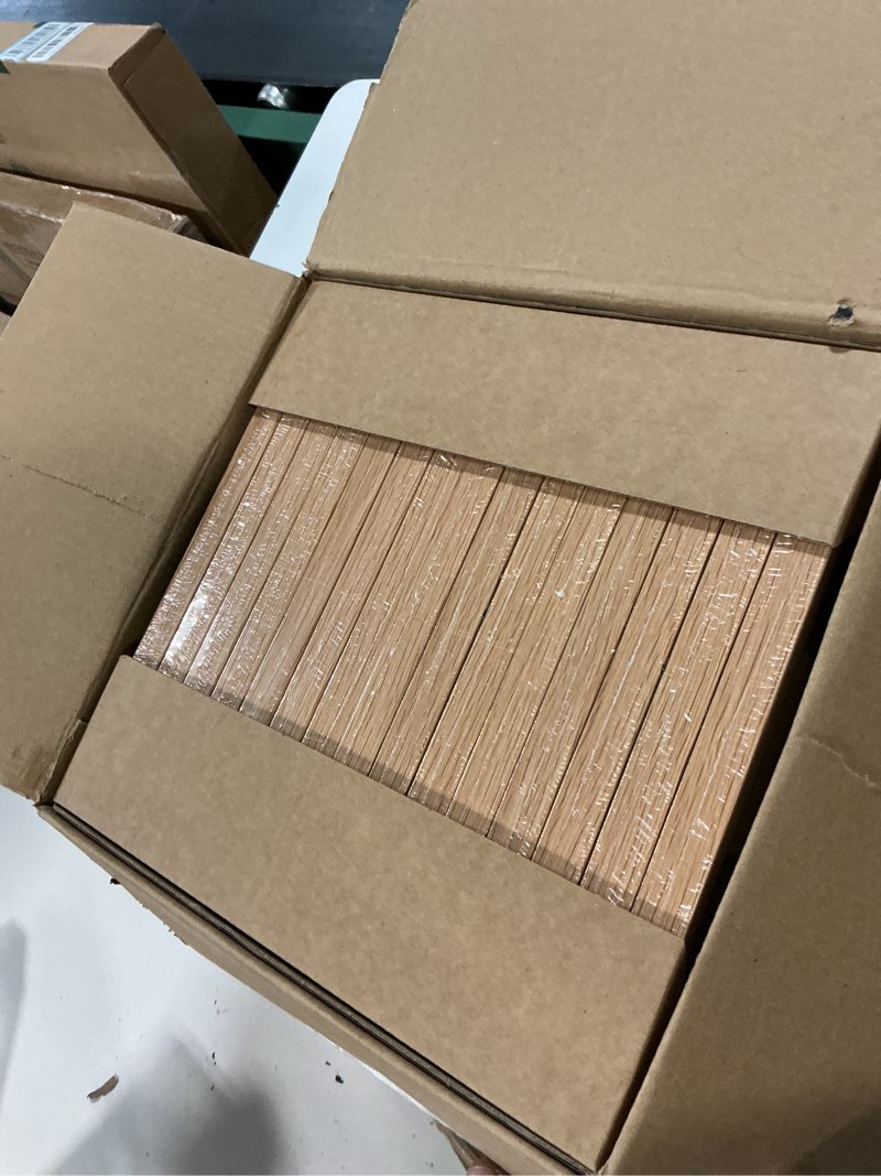 Condition photo showing Good Condition for memory island 8x8 with 4x4 photo frames for wall and tabletop display, 8 by 8 natural wood picture frames with hd plexiglass, set of 15 8x8" natural wood grain