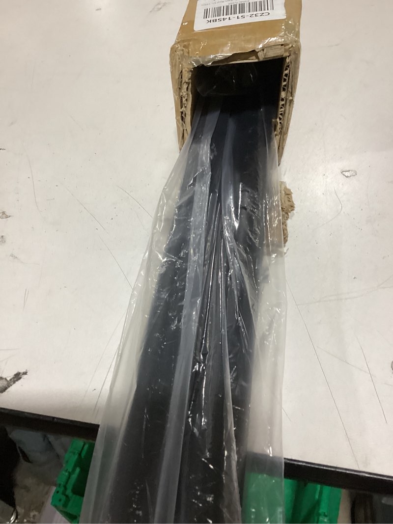 Condition photo showing As Is for Tension Curtain Rod 51-145In(4.25-12.08Ft), Extra Long Curtain Rod No Drilling for Window or Bathroom Patio, Adjustable Spring Shower Curtain Rod, Easy to Install Never Rust Rod Diameter 1.26In-Black Black 51''-145''