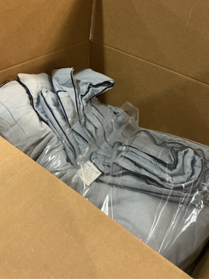 Condition photo showing Good Condition for 2025 Premium Upgraded Non-Vacuum Bed Quilt All Seasons 100% Cotton Filled Comforter - Reversible Lightweight Soft Breathable Fluffy (Grey Blue, King) Grey Blue King