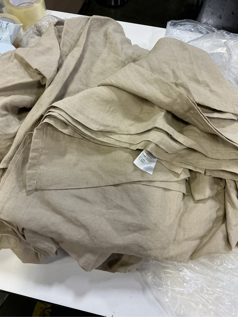 Condition photo showing Good Condition for european linen sheet set, queen, toffee