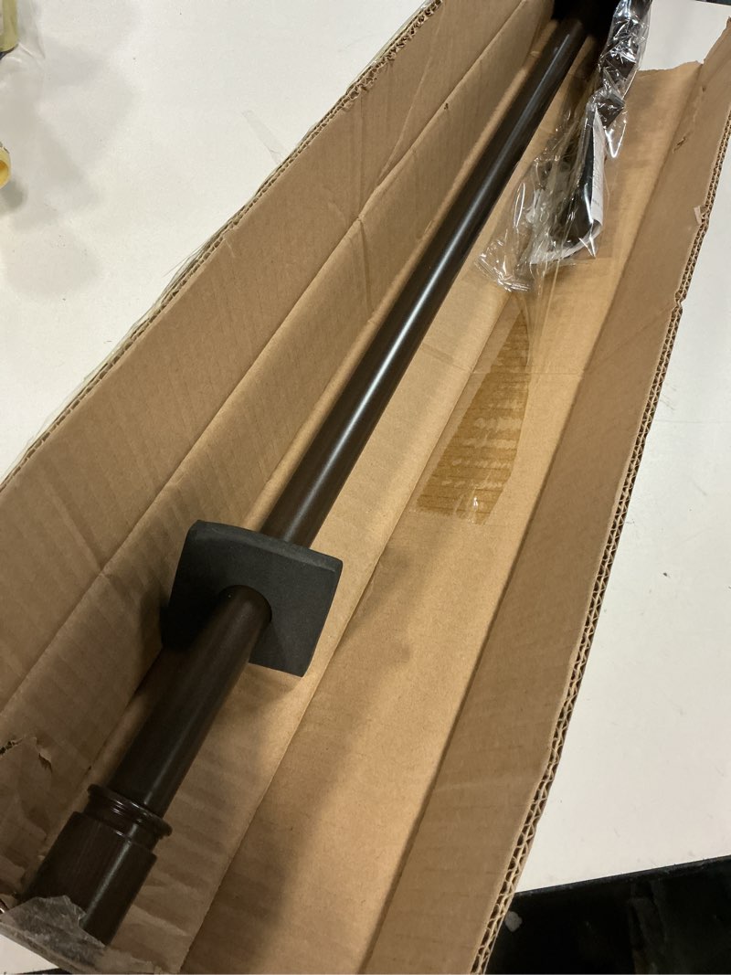 Condition photo showing Good Condition for Curtain Rods for Windows 48 to 86 Inches - Aluminium Finials and Brackets - 1 Inch Decorative Window Rods - Adjustable Heavy Duty Curtain Rod - Wall & Ceiling Mounted - Dark Bronze Gold Dark Bronze Gold 48-86"