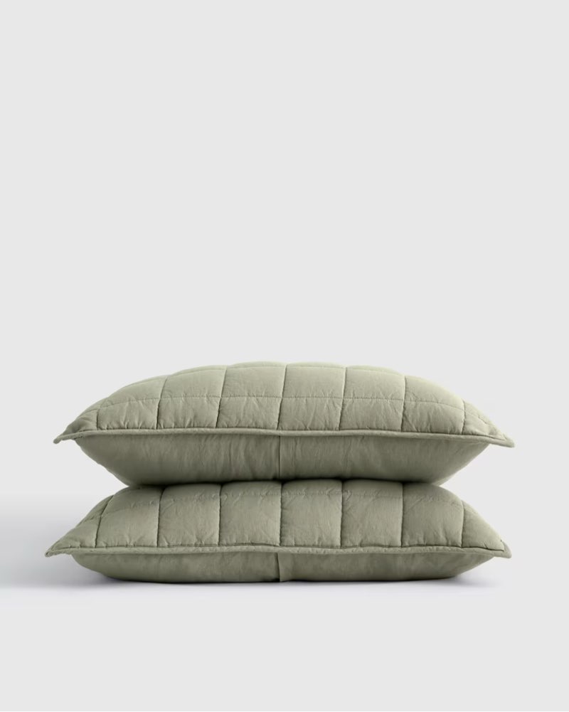 european linen box quilted sham set willowleaf size: king pillow case quinse