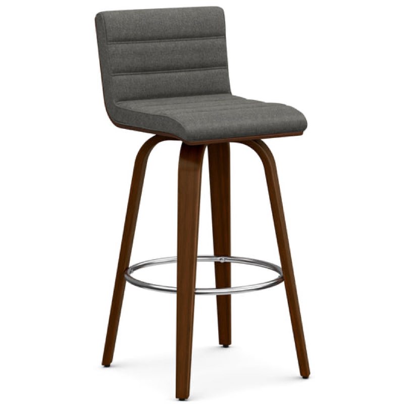 Simpli Home Roland Swivel Bar Stool in Grey Linen Look Fabric