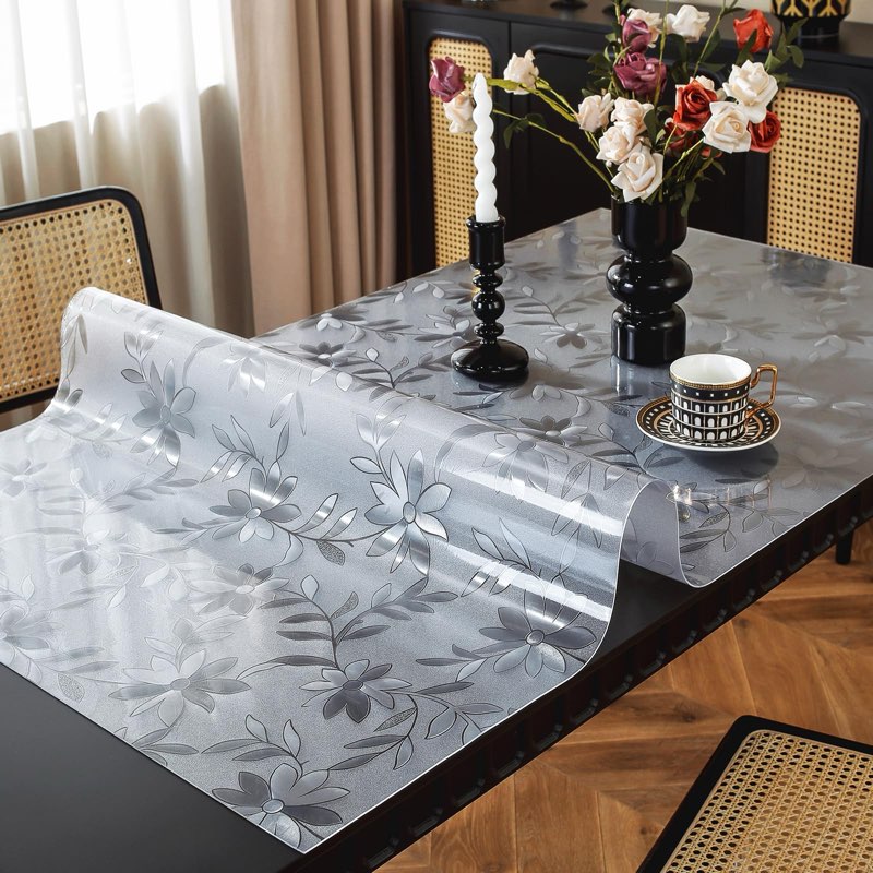 OstepDecor Floral Table Protector 48 x 48 Inch, 1.5mm Thick Plastic Table Cover, Waterproof Dining T