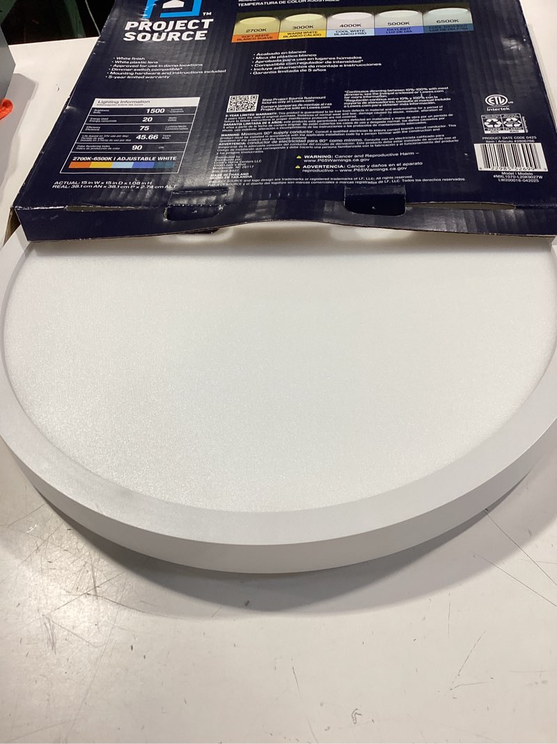 Condition photo showing Good Condition for project source adjustable color temperature 15-in matte white integrated led flush mount light