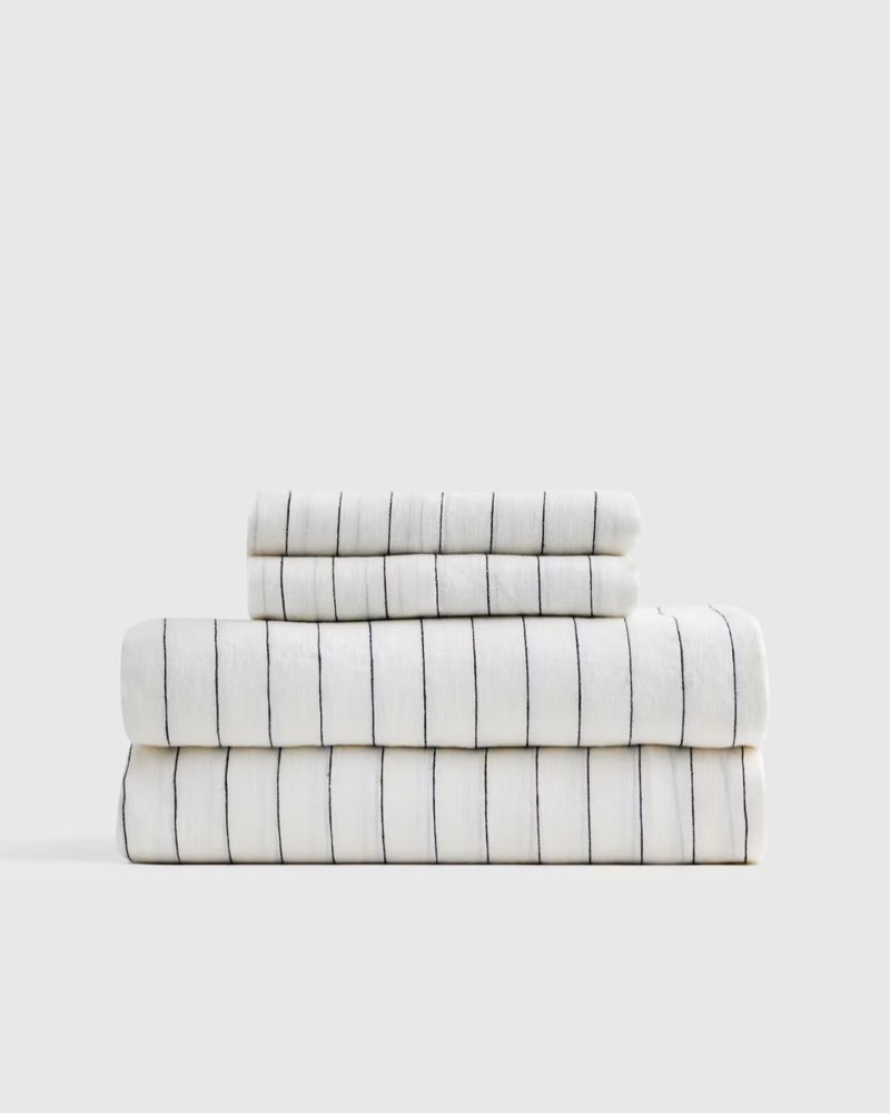 quince european linen sheet set of 4 pieces queen pincel stripe 