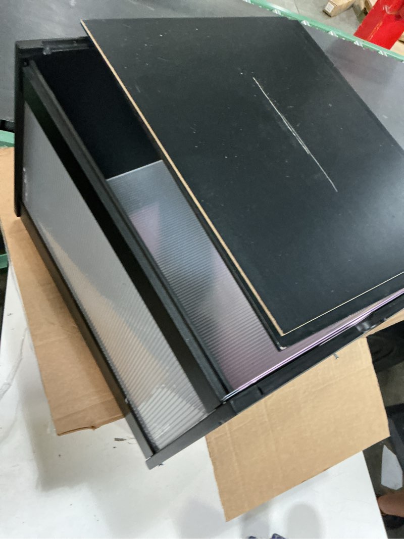 Condition photo showing As Is for lontai bamboo hanging file boxes with lids 2 pack, file organizer box for letter/legal file, file box with hanging folders acrylic light easy assembly file storage boxes for home office, black 2 pack-box black