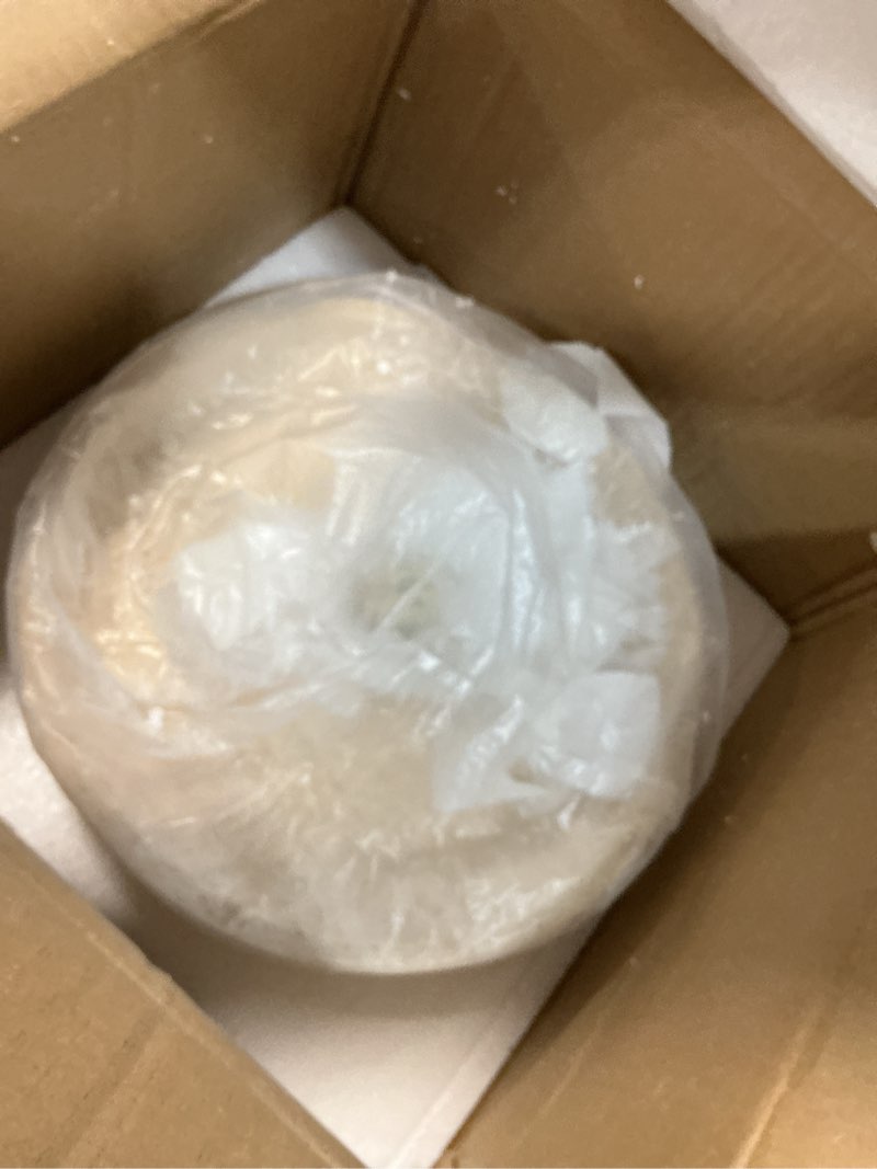 Condition photo showing Good Condition for yellow travertine ceiling light, 9.8" wabi sabi light fixture with round travertine stone lampshade, white rolling plastic, vintage marble ceiling light for bedroom living room kitchen island hallway