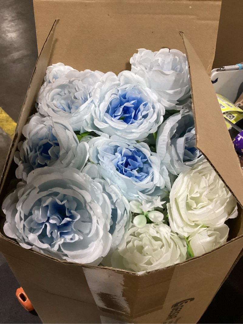 Condition photo showing New/Like New for geosar 8 bundles artificial peonies flowers fake silk peony bouquet faux peonies flowers bulk for decoration vase floral arrangements wedding party table (blue,white) blue, white 8