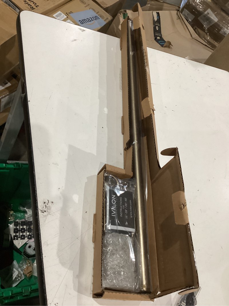 Condition photo showing Good Condition for ivilon drapery window curtain rod - end cap style design 1 inch pole. 28 to 48 inch color warm gold 28 to 48 in.