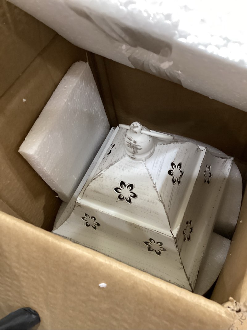 Condition photo showing Good Condition for TRIROCKS Set of 2 Rustic Bird Metal Candle Lanterns 14.5"&9" H Vintage Decorative Hanging Candle Holders for Garden Yard Patio Wedding Parties Events Indoors Outdoors(White with Black Brush)