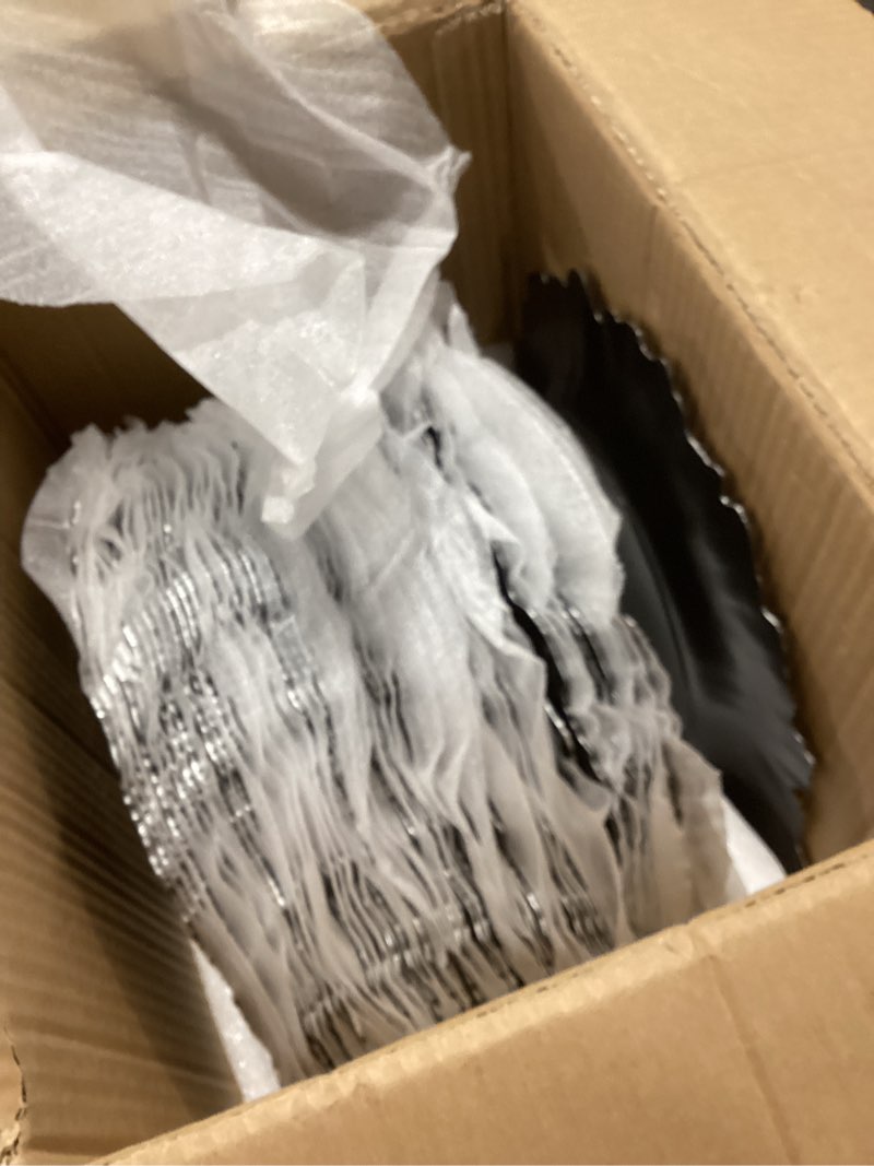 Condition photo showing Good Condition for 50 Pcs Silver Charger Plates Bulk, 13" Reef Plate Chargers for Dinner Plates, Plastic Floral Decorative Plates for Table Setting, Round Table Chargers for Wedding, Christmas, Party, Event, Decoration Silver 50 Pcs