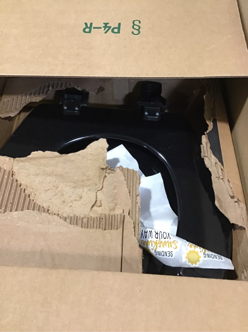 Condition photo showing As Is for Mayfair Cameron Black Toilet Seat, Non Slip Heavy Duty Wood, Easy Clean, Made in USA, Round Black Round