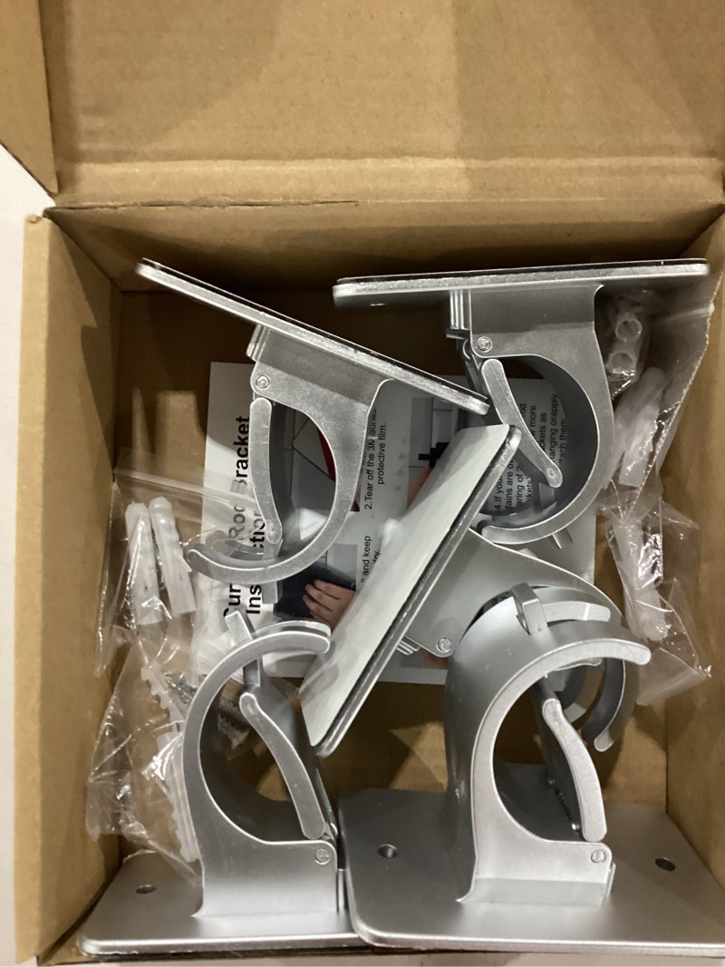 Condition photo showing New/Like New for 6PCS No Drill Curtain Brackets, Self-Adhesive Rod Holders, Universal Plastic Nail Free Adjustable, Curtain Hooks for Rods Less Than 1.57 Inch Diameter (Sliver) 6 Pcs Sliver