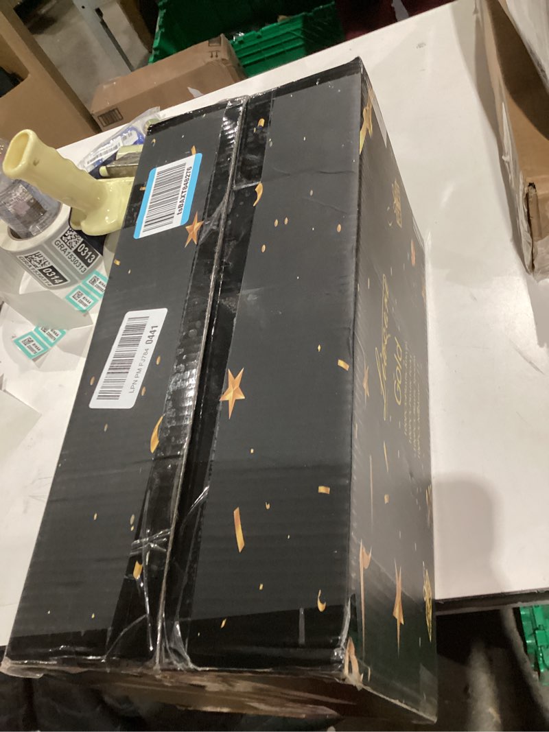 Condition photo showing As Is for Liacere 400PCS Gold Plastic Silverware - Pre Rolled Napkins Disposable Gold Plastic Cutlery-Premium Quality Utensils-Includes 100Forks,100Knives,100Spoons,100 Napkins & Christmas & New Year Fancy Gold