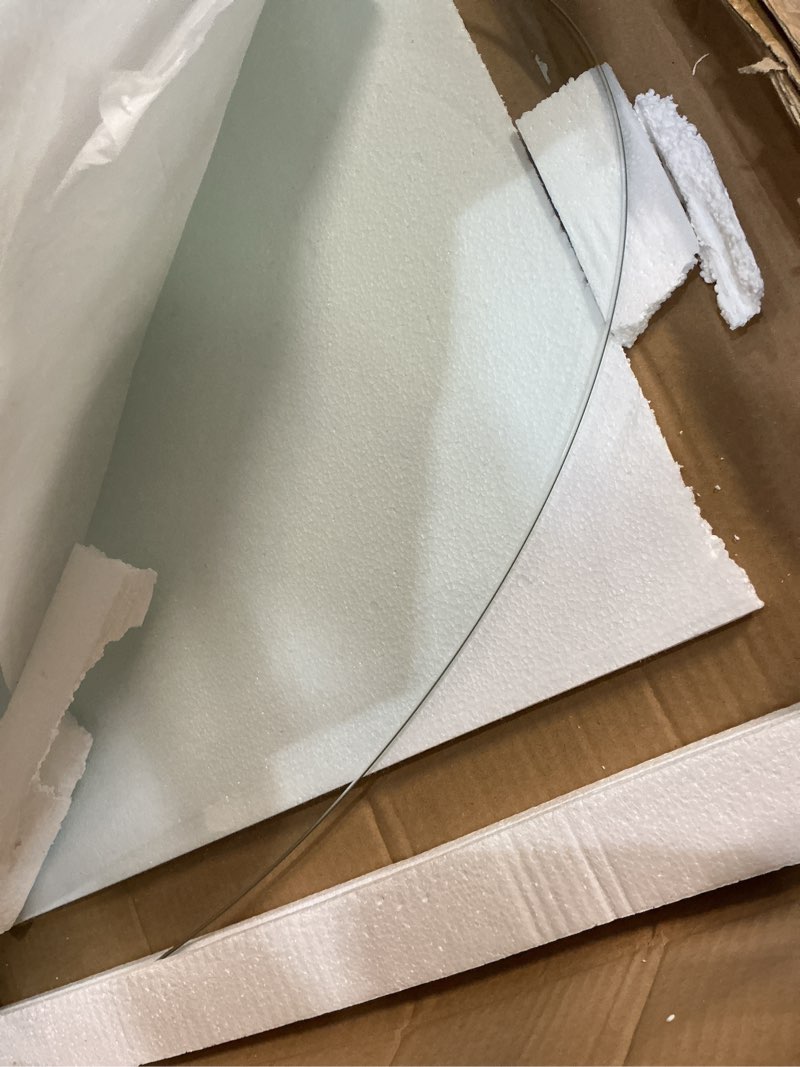 Condition photo showing Good Condition for 24x48" inch oval tempered glass table top - 1/4 inch thickness & flat polished edge - clear surface & scratch resistant - ideal for dining room, kitchen, side, office, patio & round coffee tables 1/4 24x48 inch oval