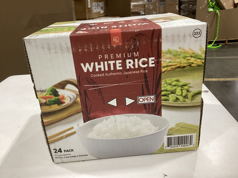 iris instant white rice (24 pack), ultra premium japanese short grain sushi sticky rice, microwave f