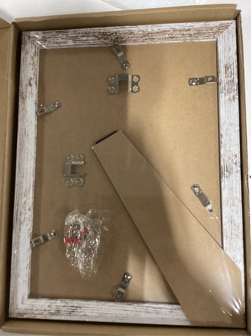 Condition photo showing Good Condition for hongkee 8x11 picture frame set of 2, made of real glass and distressed white wooden frame - 8 by 11 photo for wall or tabletop display distressed white 8x11 in
