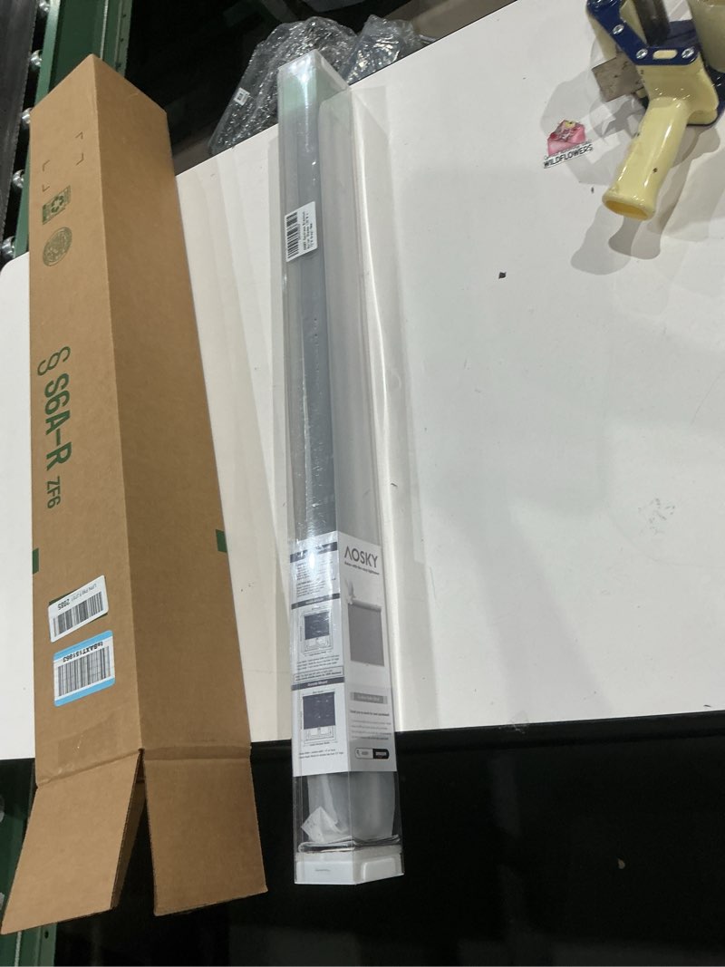 Condition photo showing Good Condition for aosky cordless roller shades blackout blinds for windows room darkening rolled up shades with spring system, uv protection window shades door blinds for home and office (30" w x 72" h, grey) 30"w x 72"h grey