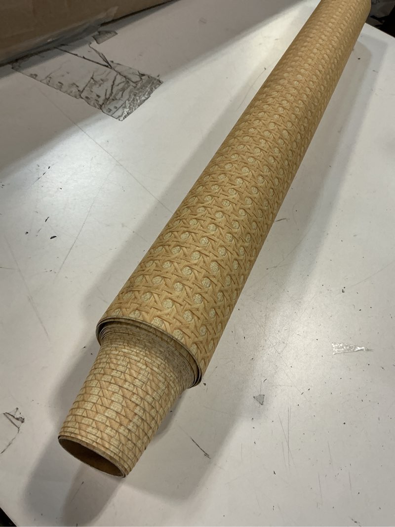 Condition photo showing Good Condition for FunStick 24"x200" Brown Rattan Peel and Stick Wallpaper Natural Faux Textured Rattan Cane Removable 