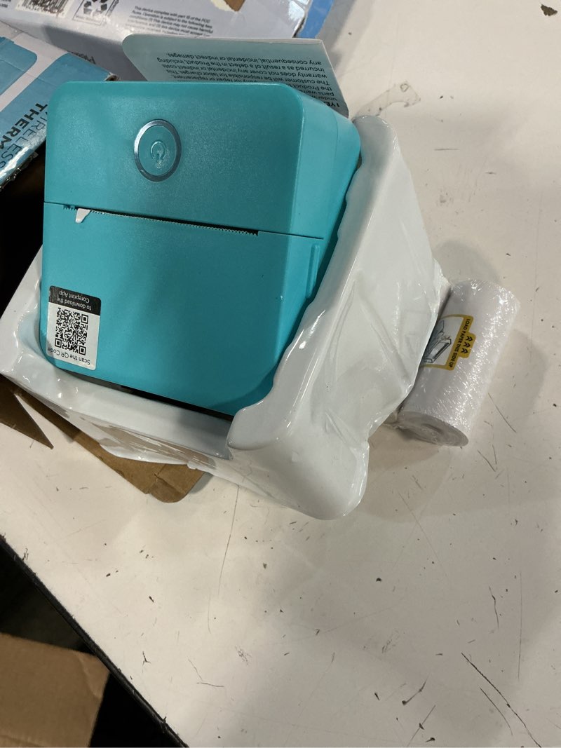 Condition photo showing As Is for core innovations ctp500 bluetooth mini portable inkless thermal printer & label maker + paper, android & ios (purple)