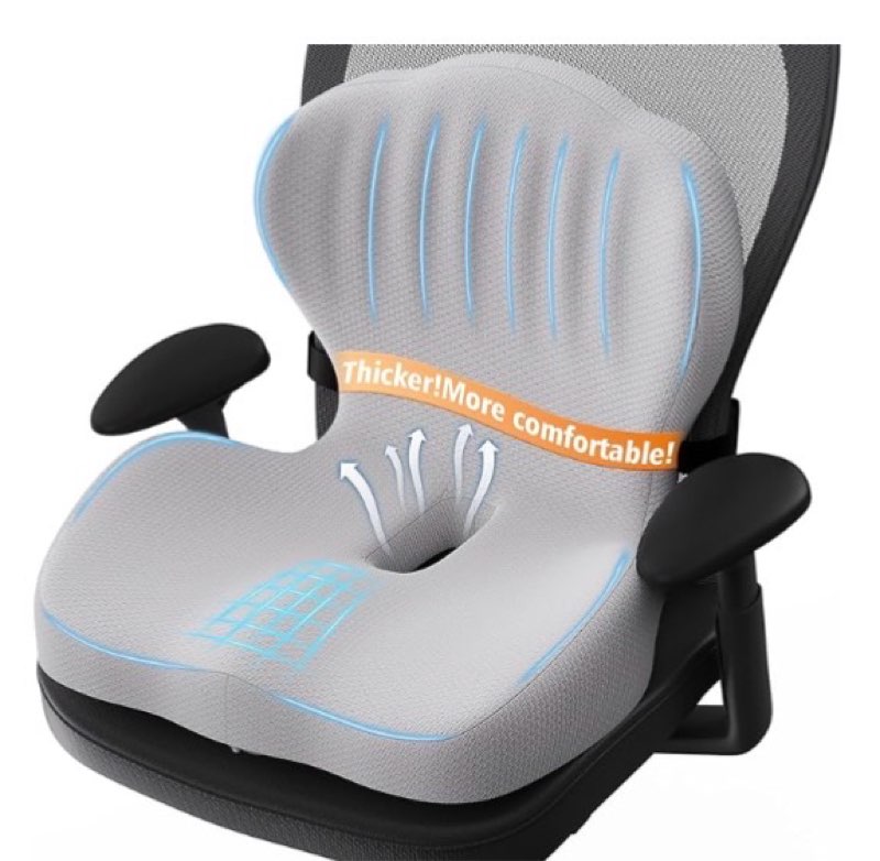 benazcap memory foam seat cushion with lumbar support pillow for office chair, car & gaming seat, wh