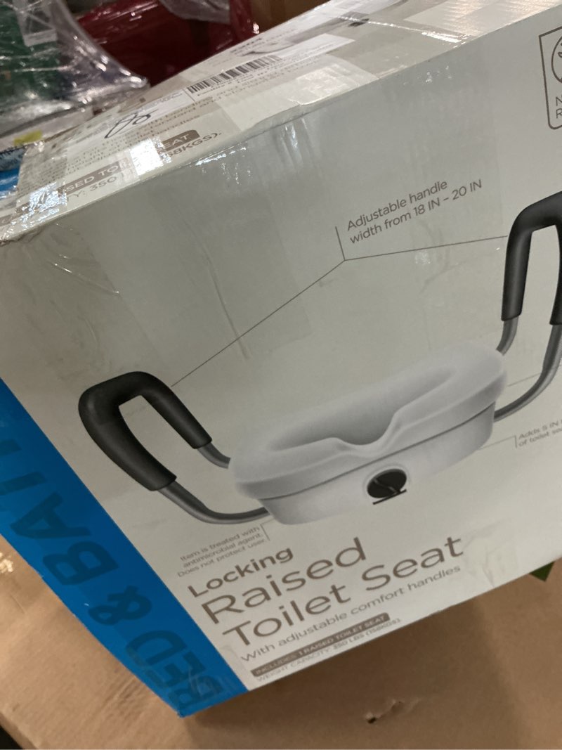 Condition photo showing Good Condition for equate 5" raised toilet seat with adjustable handles and lock, white, 350 lb weight capacity