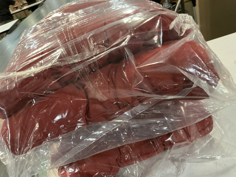 Condition photo showing Good Condition for 19x19 outdoor chair cushions set of 4, wicker patio furniture cushions with tufted buttons, thick outdoor seat cushions for lawn chairs, overstuffed and water resistant, brick red brick red 19''x19''x5''-4pack