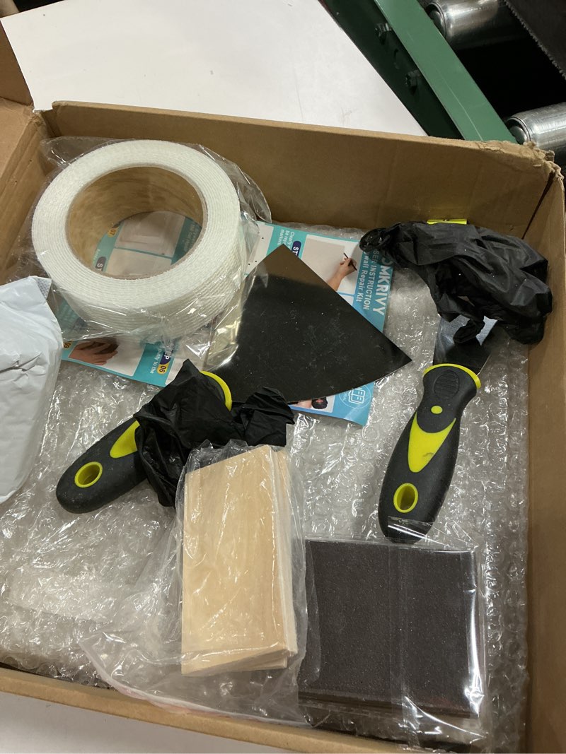 Condition photo showing Good Condition for Drywall Repair Kit with 12"x12" Dry Wall Repair Panel, 33-in-One Drywall Patch Kit Wall Patch Repair Kit with Spackle, Mesh Tape, Putty Knives & Sanding Block for Wall Surface Ceiling Large Hole Fill 1 Bottle Wall Repair Agent