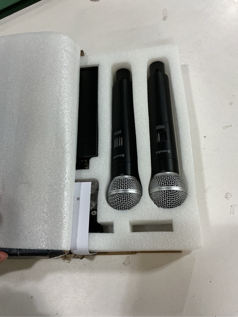 Condition photo showing Good Condition for Wireless Microphone System 4 Channel UHF 4 Cordless Handheld Mics for Karaoke Church Speaking Conference Meeting Party, 4x25 Adjustable Frequency (4 Handheld)